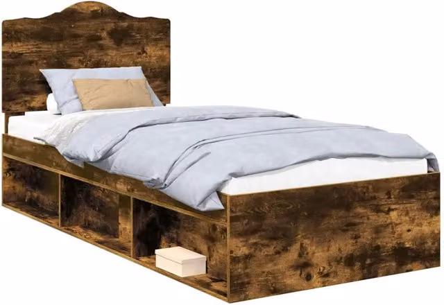 Letto singolo | Letto per adulti | Struttura del letto Rovere fum¨¦ 90 x 190 cm Pino massello