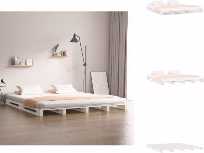 vidaXL Letto a pallet bianco 200x200 cm in legno di pino massiccio - Letti e strutture letto