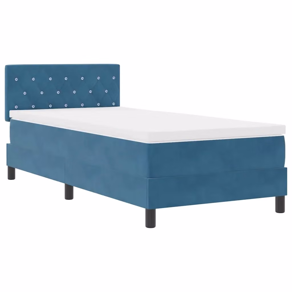 Letto a molle con illuminazione LED sottostante vidaXL in velluto blu, L/P: 90 x 200 cm – 2