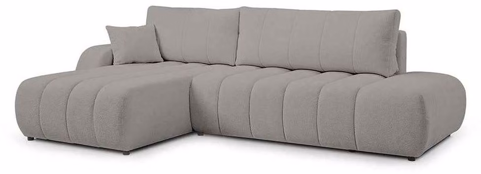 Divano angolare con funzione letto, modello Baloa, lato sinistro, colore grigio chiaro