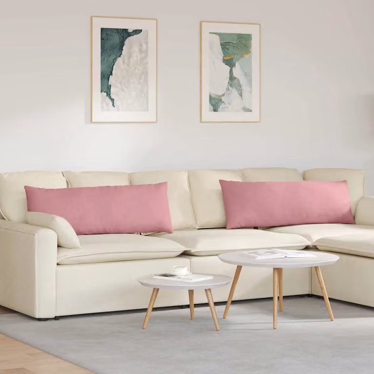 Set di 2 cuscini da divano vidaXL in tessuto a coste rosa, L 120 cm x P 40 cm x H 40 cm