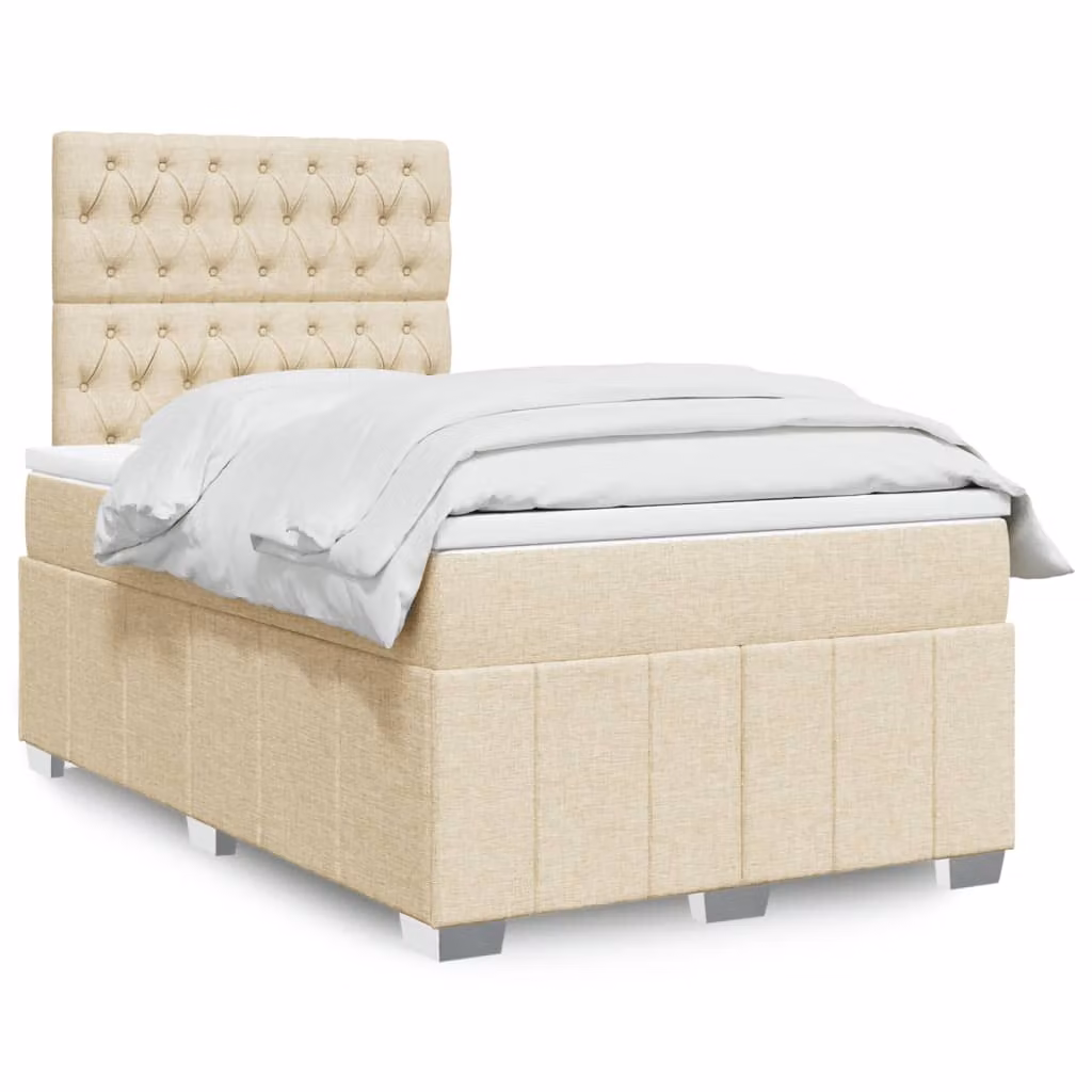 vidaXL Giroletto a Molle Ibrido con Materasso a Tasche, Colore Beige e Bianco, L/P: 120 x 200 cm