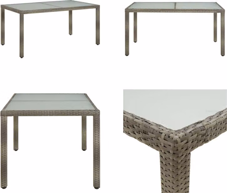 vidaXL Tavolo da giardino 150x90x75 cm in vetro temperato e poly rattan grigio - Tavolo da giardino - Tavoli da giardino - Tavolo da esterno - Tavolo da patio