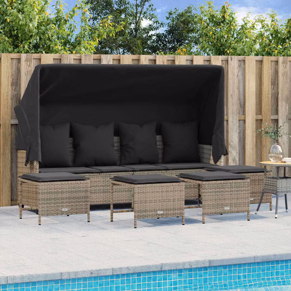 Maison Exclusive - Set Divano da Giardino 5 pz con Cuscini Grigio in Polyrattan