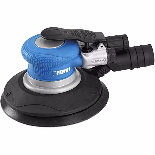 Fervi Levigatrice Pneumatica 150 mm Ciano/Nero con Aspirazione e Tubo