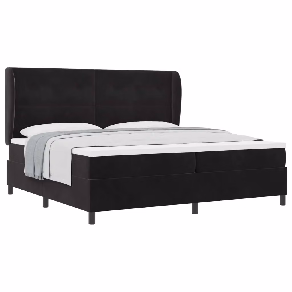 Letto ibrido con molle a sacchetto e testiera in velluto nero vidaXL L/P/H: 200 x 200 x 280 cm – 2