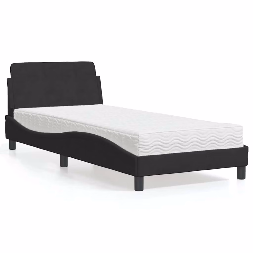 Letto con Materasso Dover vidaXL in Velluto Nero L/P/H: 80 x 200 cm – 1