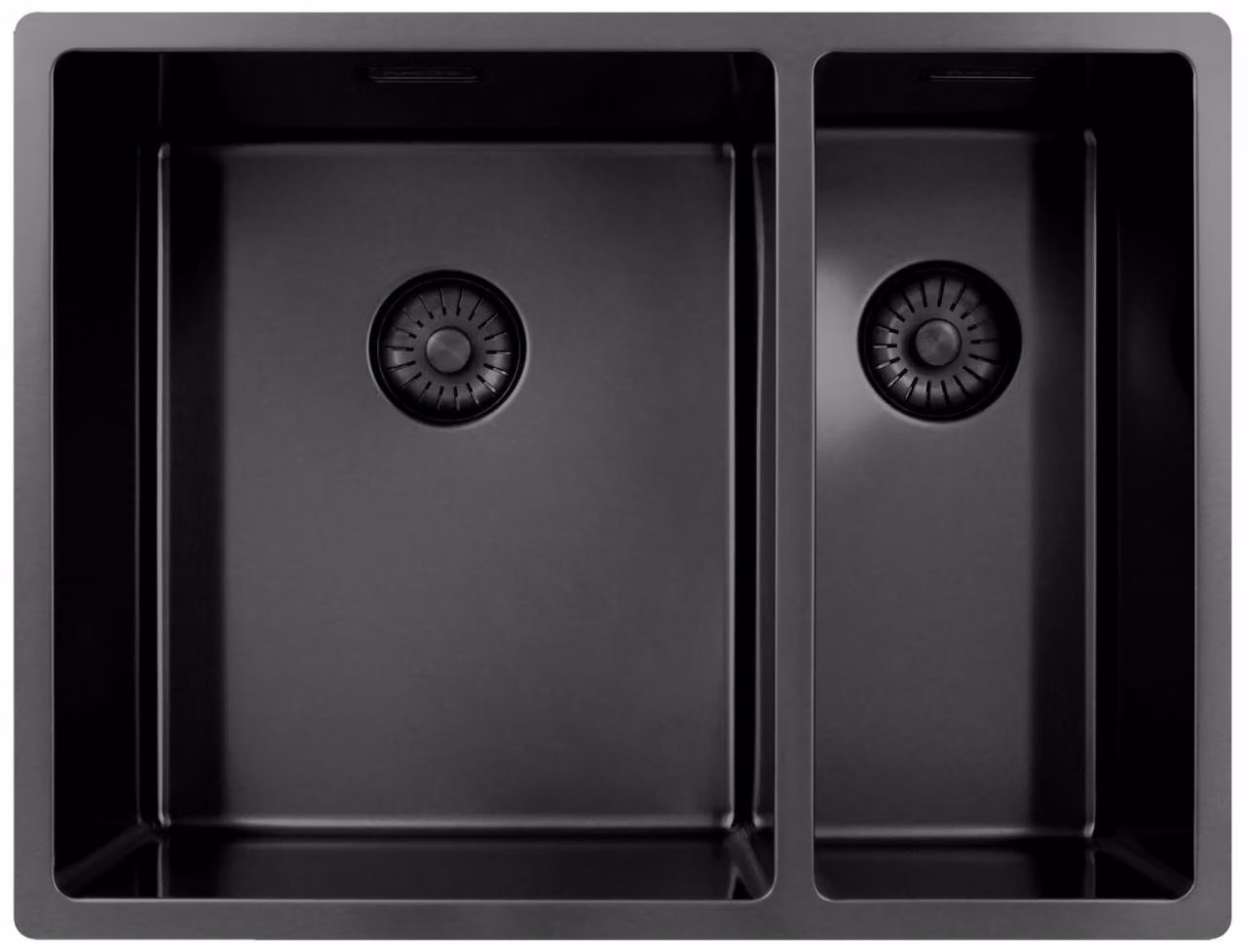 Lavello da cucina 34+18 cm, finitura gun metal, con un bacino e mezzo, modello Pure.Sink