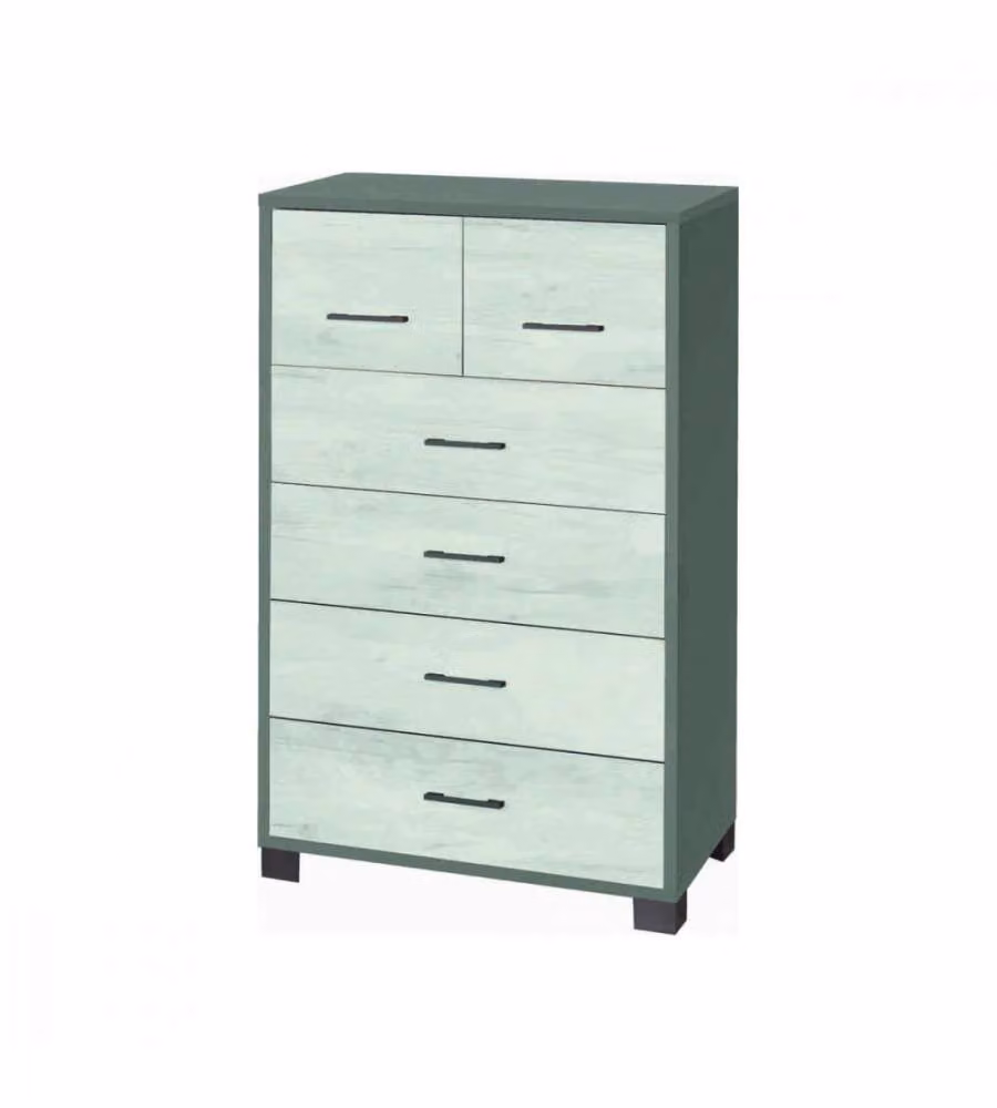 Cosma Cassettiera 6 Cassetti 70x41x112 cm Titanio Bianco MDF