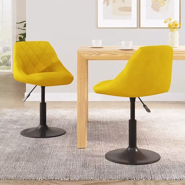 Sedie da Pranzo Girevoli 2 pz Giallo Senape in Velluto 335334