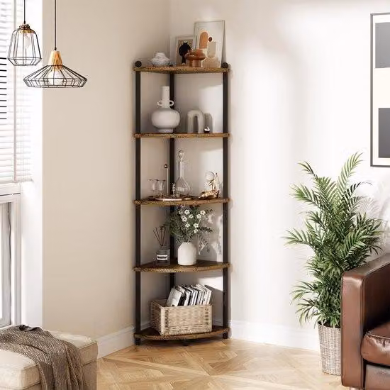 Ante nere per mobili da bagno - Scaffali angolari in legno a 5 ante - Stile sobrio