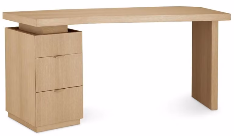 Scrivania Casa Padrino, finitura in legno di quercia naturale. Lunghezza: 154 cm, Larghezza: 60 cm, Altezza: 76 cm