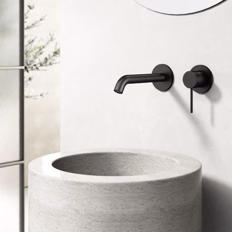 Rubinetto per lavabo con valvola termostatica, finitura nero opaco