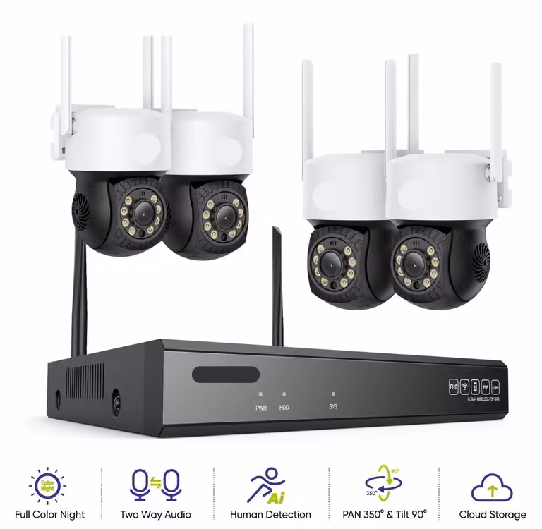 Sistema di videosorveglianza wireless da 3MP - Telecamera di sicurezza - Telecamera Wi-Fi - Kit di videosorveglianza - Registratore NVR