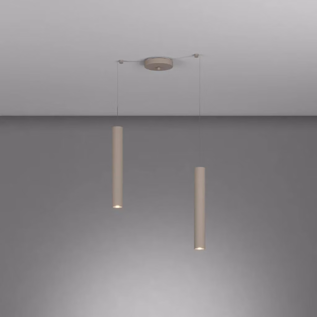 Lampadario a sospensione Industrial-Minimal Xeana in metallo marrone con 2 luci GU10 – 2