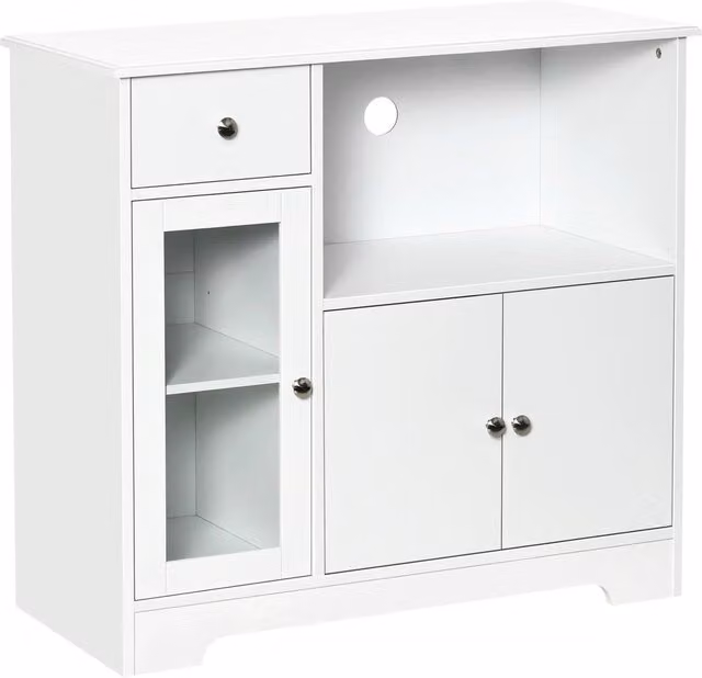 Mobile portamicroonde ¨C Xylo ¨C legno e vetro temperato bianco 90x40x82 cm