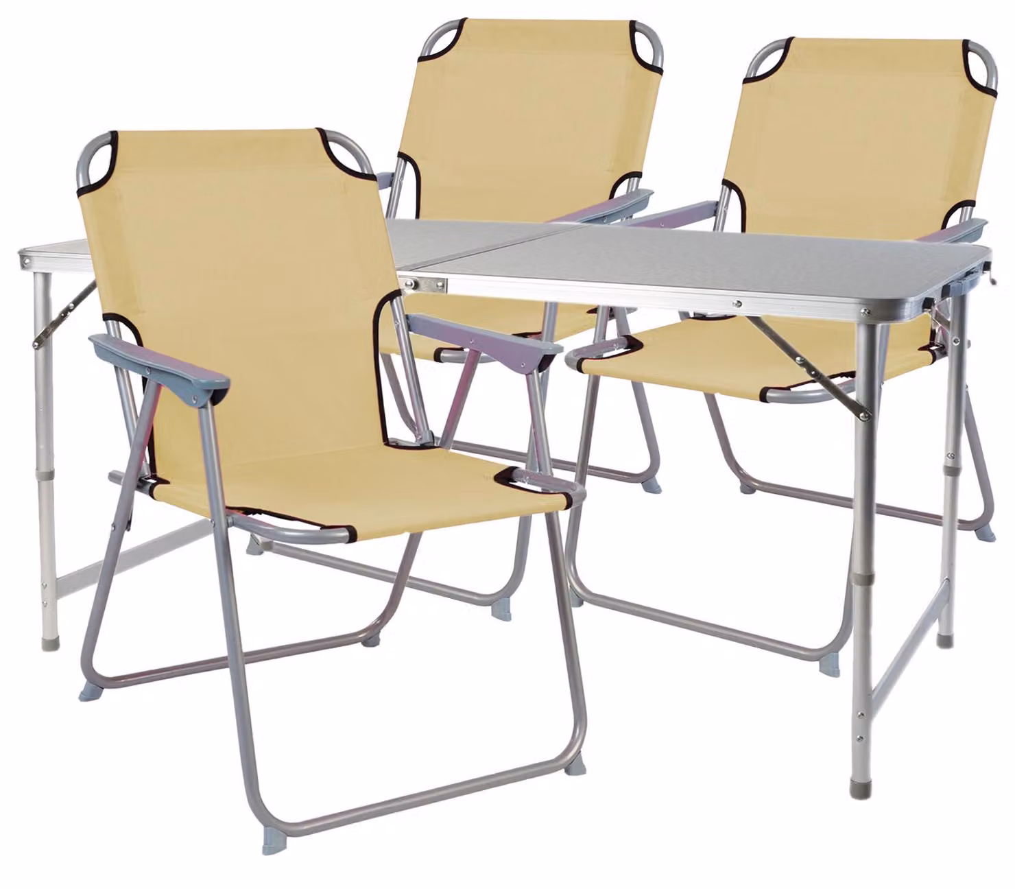 set di 4 mobili da campeggio in alluminio resistente alle intemperie120x60x58/70cm Beige