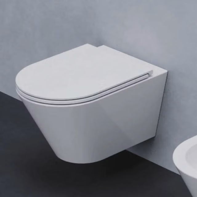 Wc Sospeso Senza Brida Azzurra Ceramica "Forma" Bianco Lucido