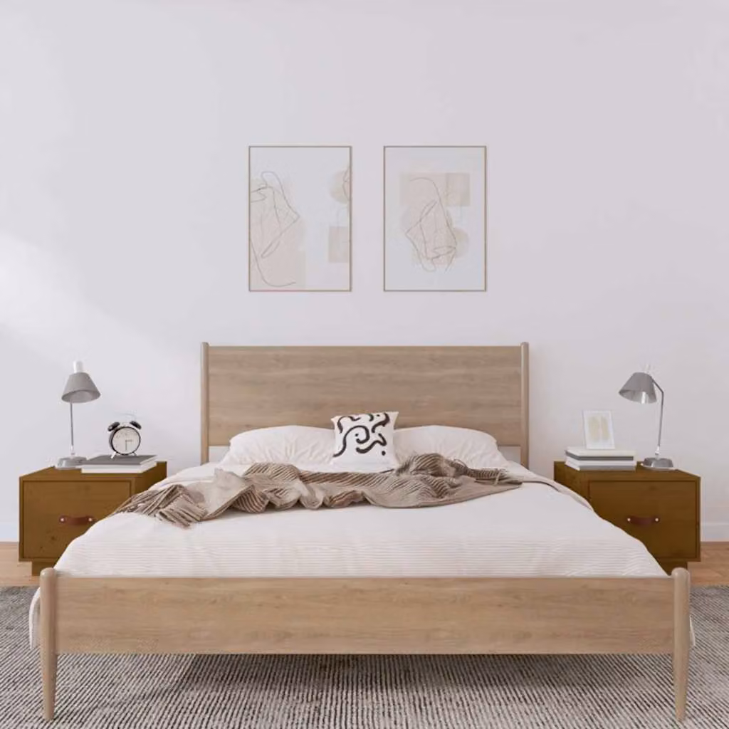 Set di 2 comodini vidaXL in legno massello di pino colore ambra L 40 cm, P 34 cm, H 35 cm