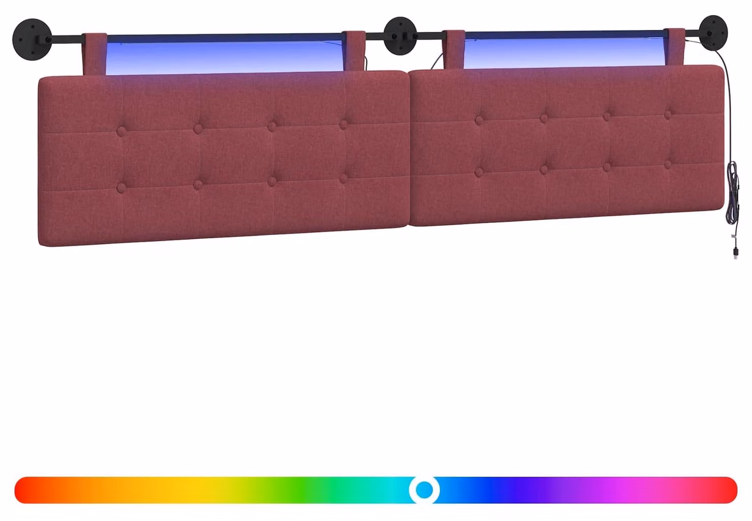 Testiera sospesa Con luce LED Rosso Vino Tessuto