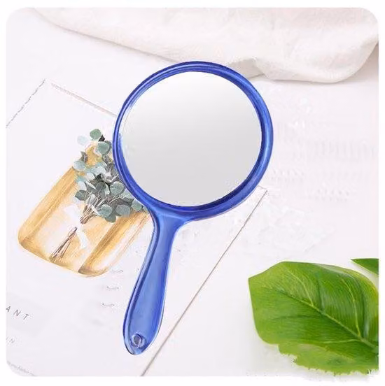 Specchio da trucco portatile con manico - Specchio a doppio lato con ingrandimento 1X/2X - Specchio cosmetico compatto - Specchio tondo da portare in borsa - Dimensioni: 11,5 x 21 cm - Ideale per l'uso quotidiano