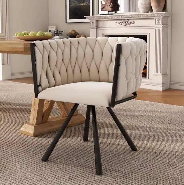 Set di 6 sedie da pranzo girevoli 59x54x72 cm in velluto beige