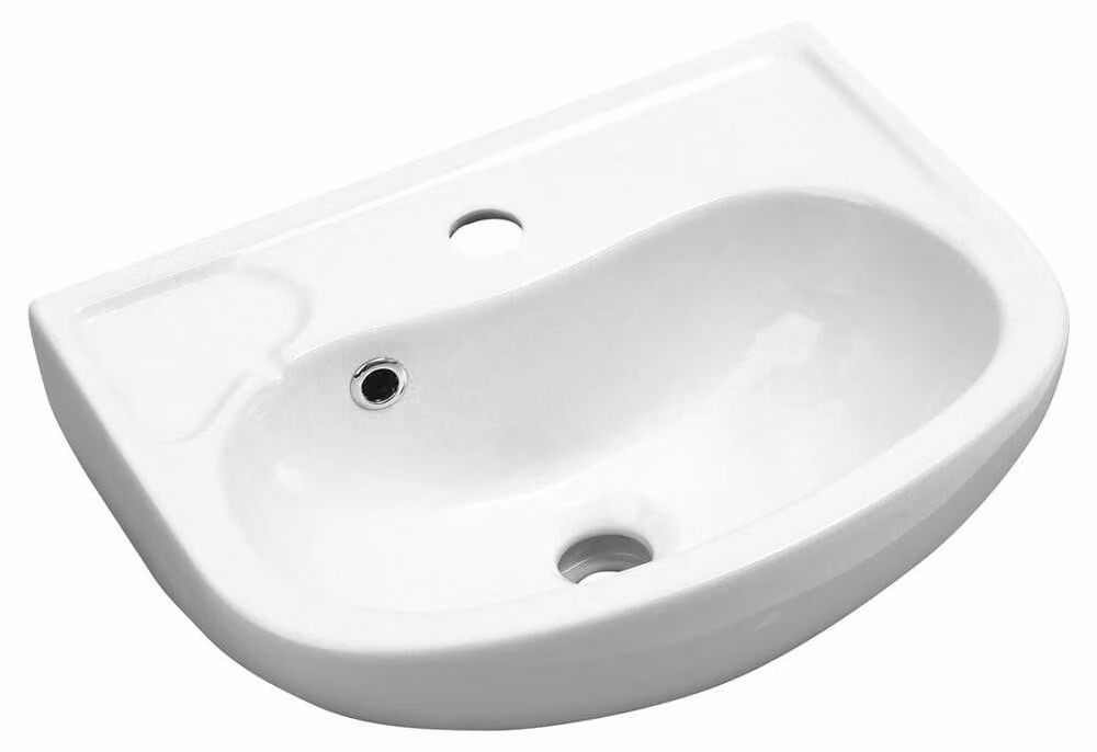 Aqualine Small - Lavabo 450x350 mm, con 1 foro per rubinetto, bianco 10TP71045