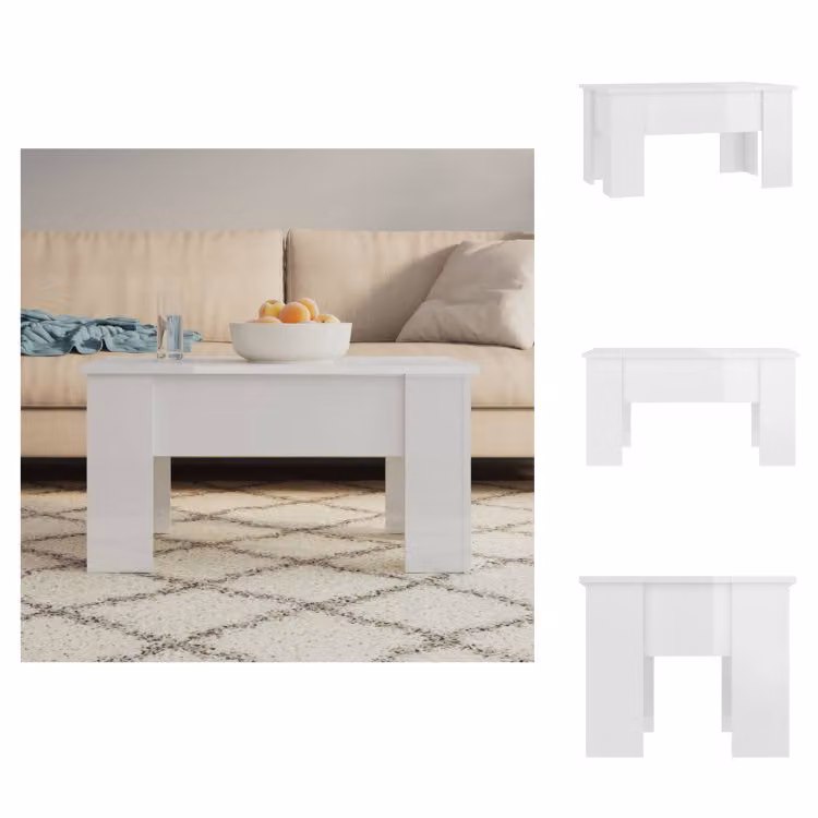 vidaXL Tavolino bianco lucido 79x49x41 cm in legno - Tavolini da caffè