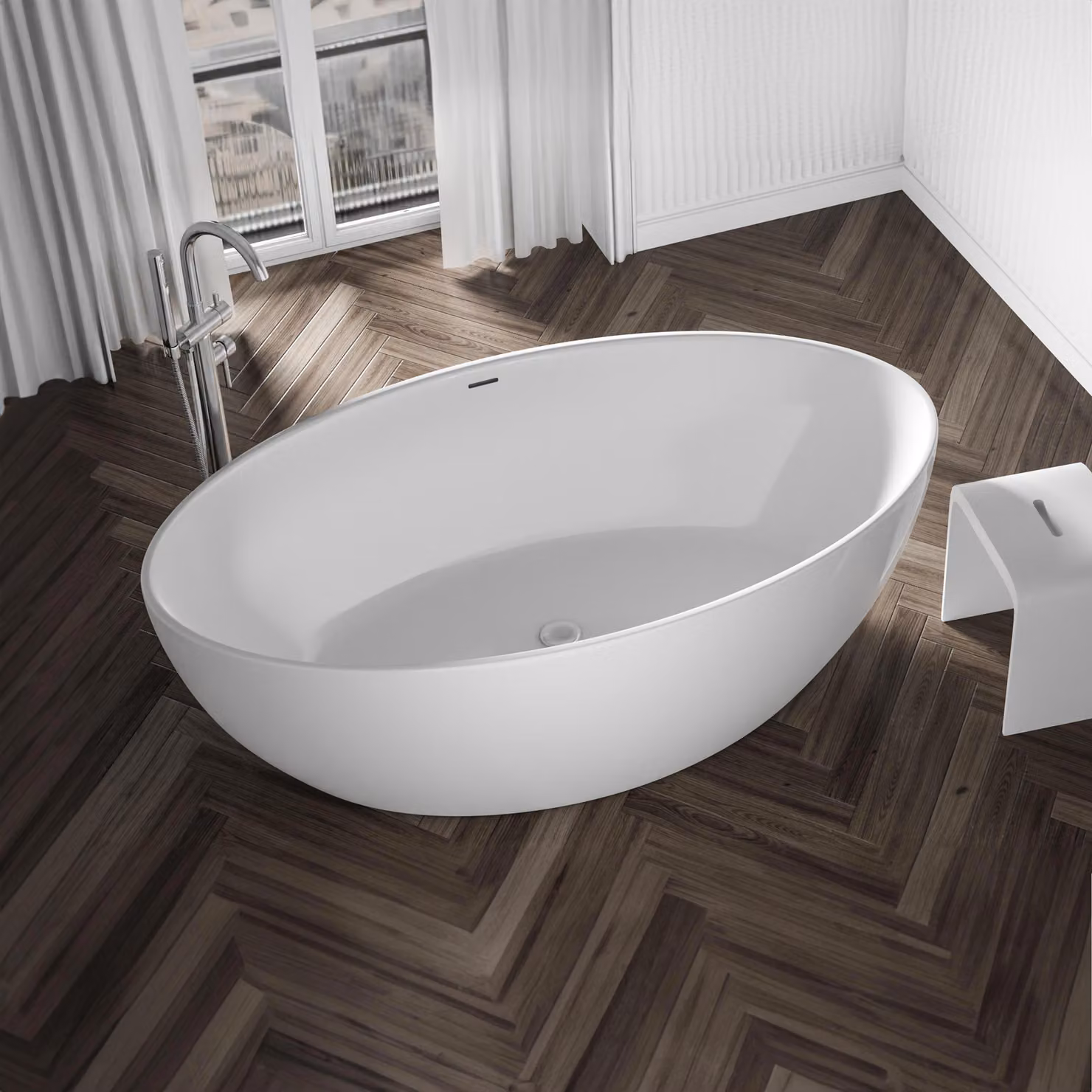Vasca da bagno freestanding DESTINO - Acrilico - Bianco, lucido - 175 x 100 x 58 cm