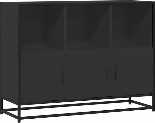Credenza | Madia | Buffet da pranzo | Armadio da pranzo Nera 100x35x76 cm in Legno Multistrato