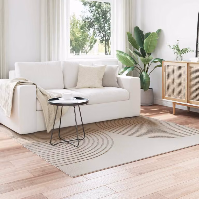 Tappeto per interni vidaXL GALATI beige, L 200 x P 200 cm, in poliestere moderno e antiscivolo