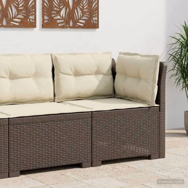 Divano da giardino singolo vidaXL con cuscini in effetto rattan grigio