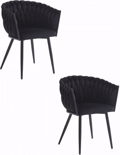 Set di 2 sedie Valora MAYAN con rivestimento in velluto nero e gambe in metallo – 1