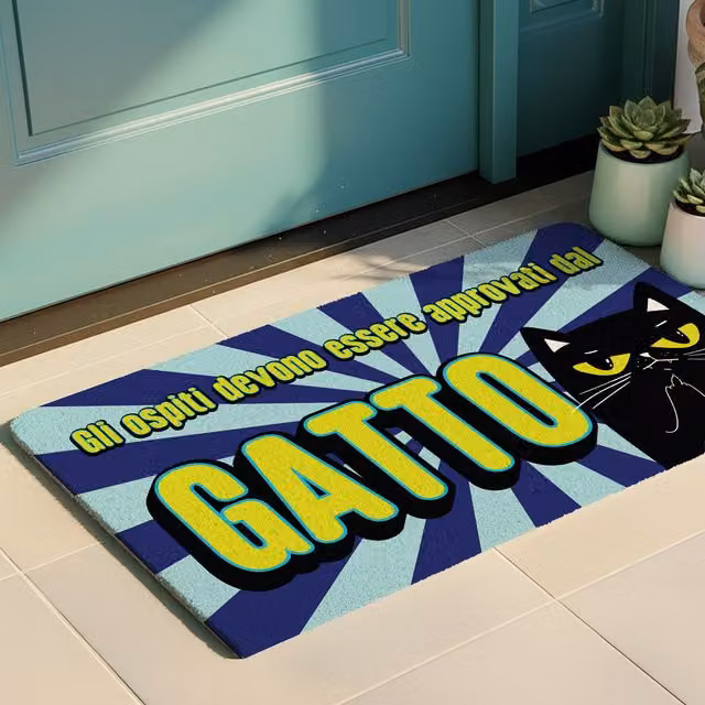 Zerbino rettangolare con decorazione animali blu, antiscivolo e antipolvere, L: 70 cm, P: 40 cm