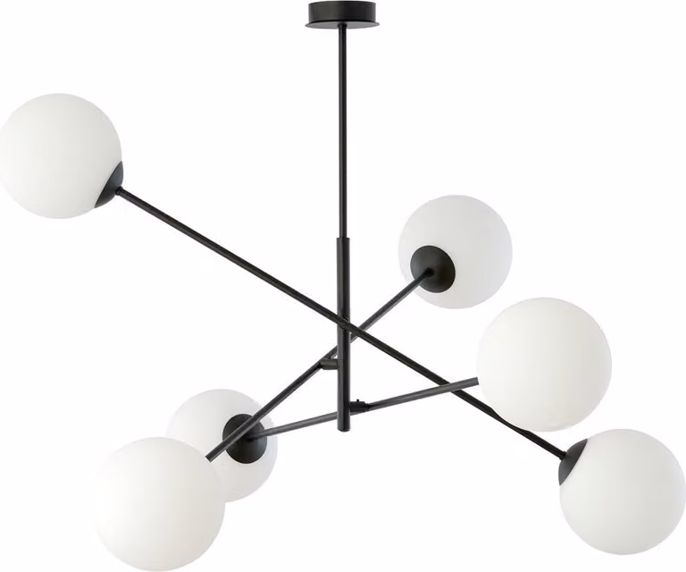 Lampadario Emibig 6xE14 40W LINEAR 6 NERO/OPAL 1169/6
