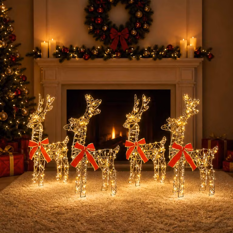 vidaXL Renna di Natale 4 pz 360 LED Bianco caldo 33 x 12 x 55 cm
