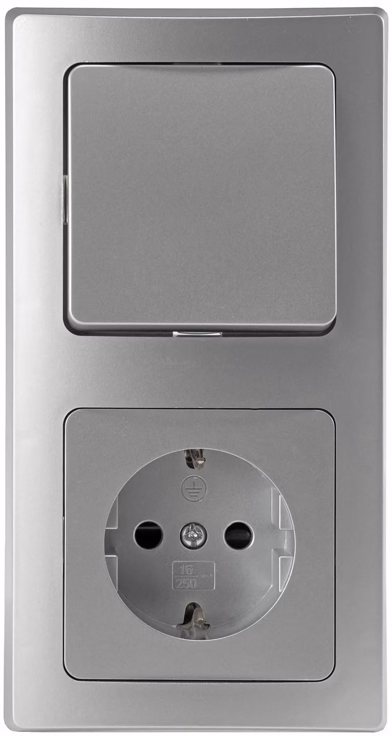 ChiliTec DELPHI starter set presa + interruttore 230-240V~ argento