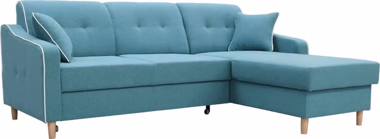 Design Ecksofa L-Form Sofa Couch Polster Schlafsofa Textil Bettfunktion Kasten