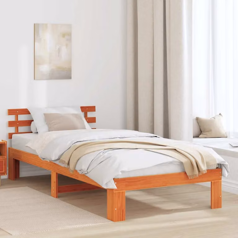 Struttura del letto vidaXL in pino massello marrone cerato L/P: 200 x 100 cm