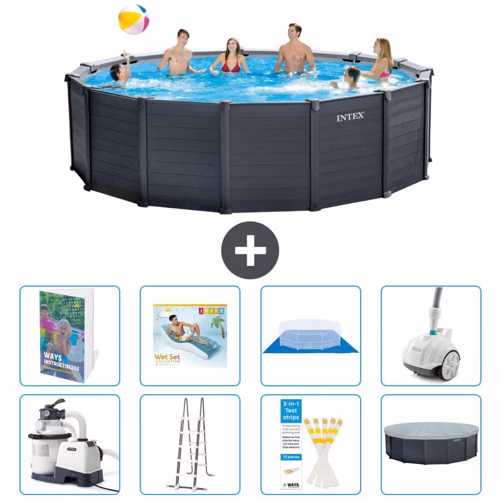 Pannello per piscina in grafite, modello Rund - 478x124 cm - composto da 7 elementi, codice prodotto S584