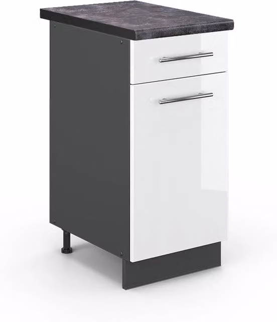 Mobiletto base per cucina Vicco Fame-Line Bianco lucido/Antracite L: 40 cm, H: 82 cm, P: 60 cm