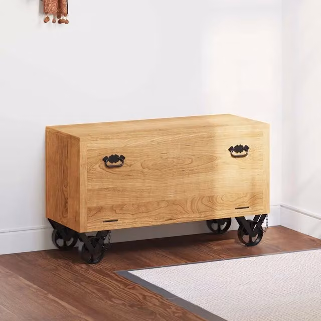 Scarpiera Industrial in Legno di Mango e Metallo Marrone vidaXL L 86 x P 35 x H 55 cm