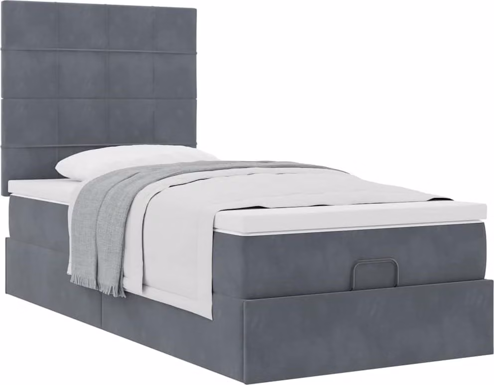 Struttura Letto Pouf con Materassi 90x200 cm in Velluto