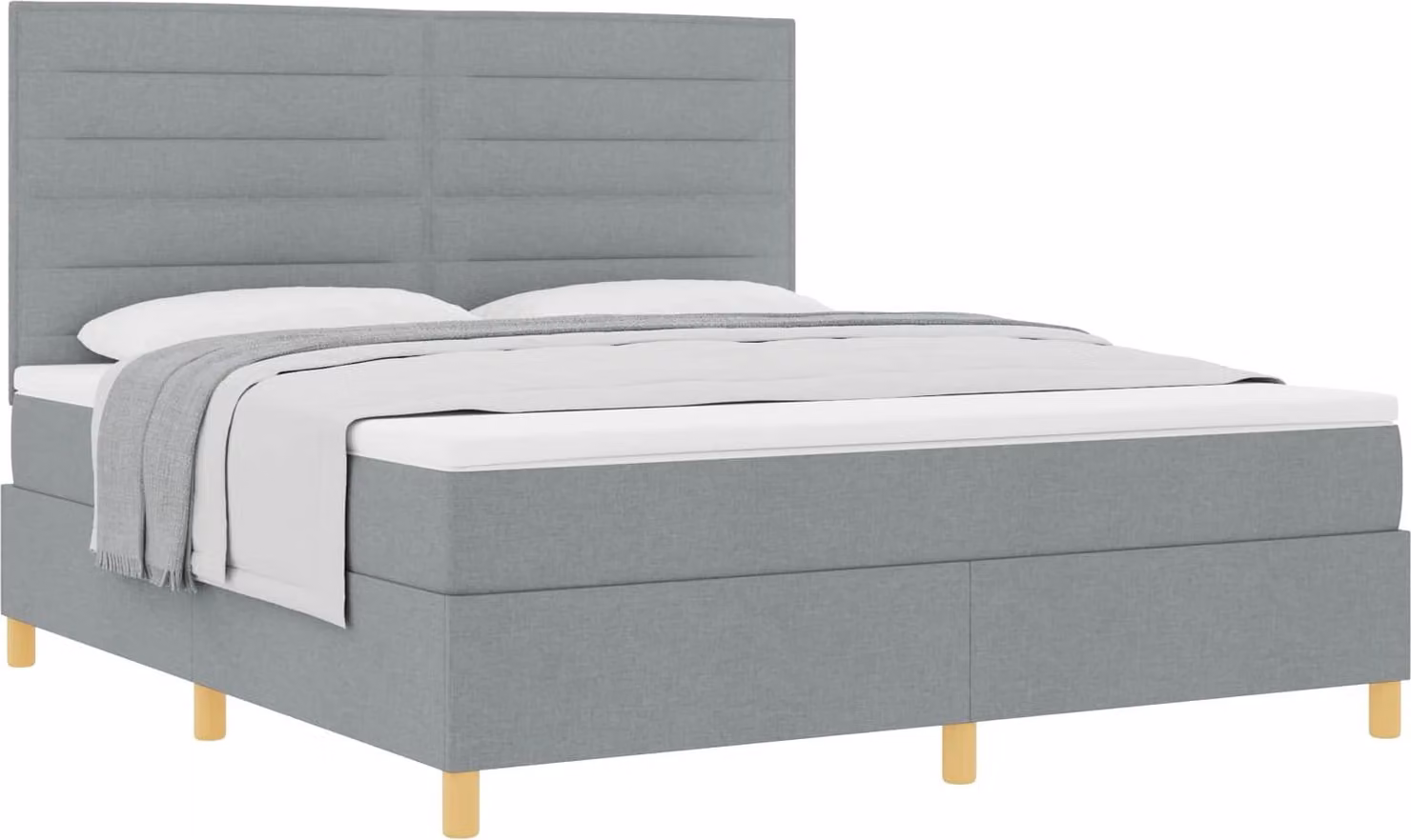 Letto a molle con materasso Grigio chiaro 180 x 200 cm Tessuto