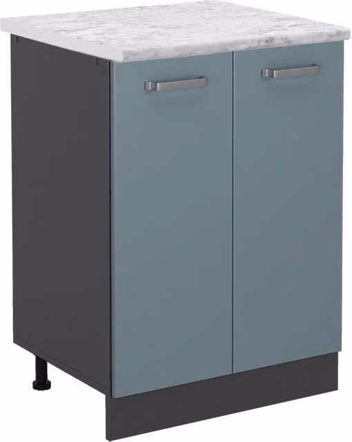 Mobiletto base per cucina R-Line Grigio-blu/Antracite 60 cm PL Marmo Vicco
