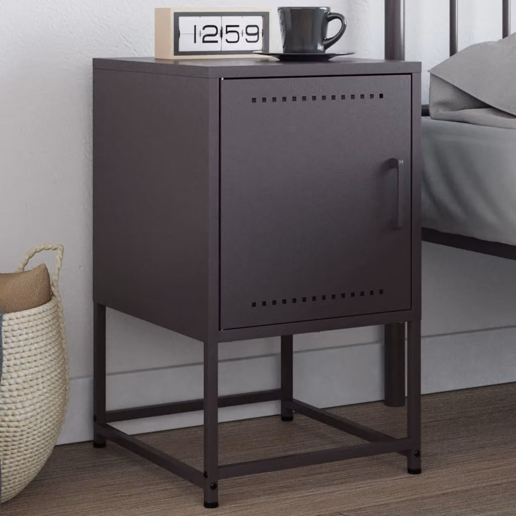 Comodino vidaXL in metallo nero opaco stile industriale da appendere a parete L: 36 cm, P: 39 cm, H: 60,5 cm