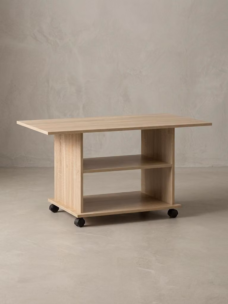 Tavolino design WL5.739 95 x 51 x 54,5 cm Sonoma Girevole con rotelle, tavolino da salotto Coffee Table, tavolino da divano Tavolino da salotto in legno, tavolino da caffè con spazio contenitivo
