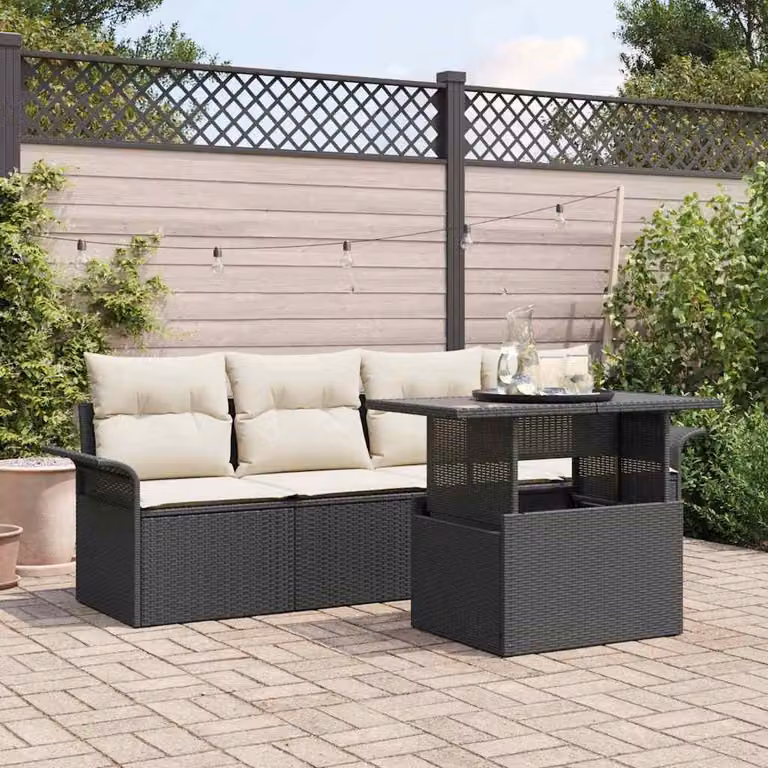 Maison Exclusive - Set da giardino composto da 5 pezzi. Colore: nero. Materiale: rattan sintetico