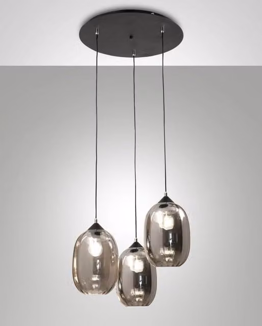 Infinity Lampada a Sospensione in Metallo e Vetro Soffiato Fumé, Ø580mm, Attacco E27, Classe 1, IP20, Design Moderno ed Elegante per Interni