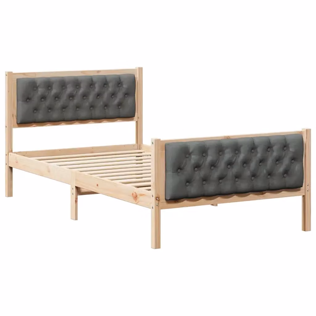 Struttura del letto in pino massello vidaXL, Grigio e Marrone, L/P: 100 x 200 cm – 2